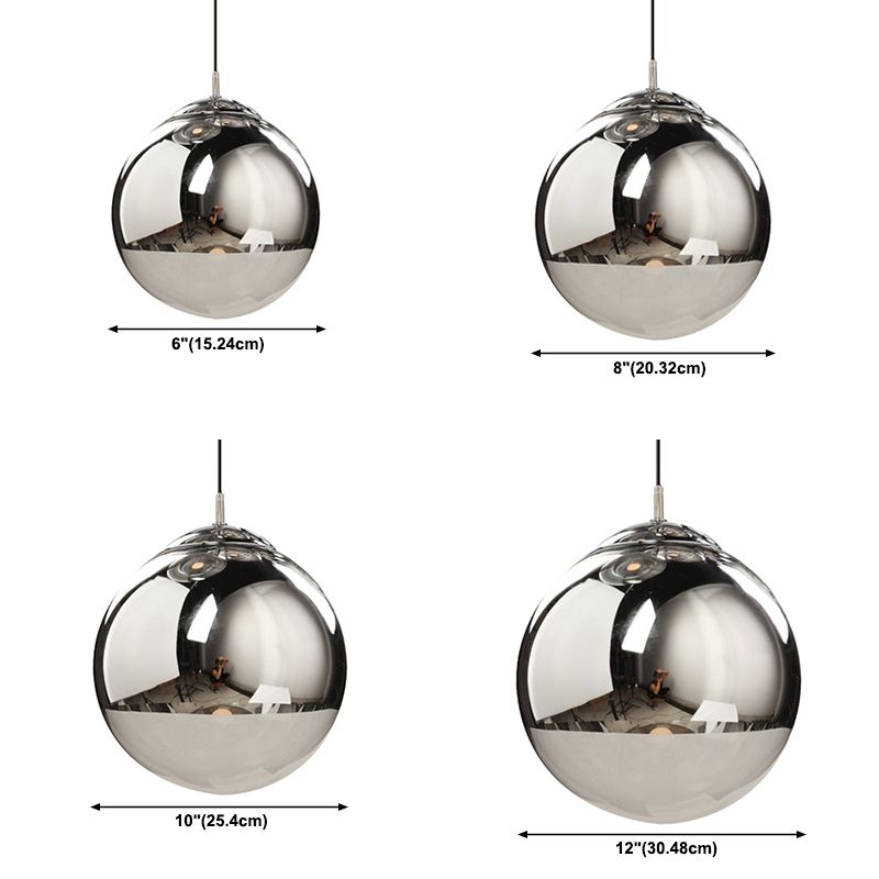 Moderner Glasglasanhänger Light Globe Platting Spiegelte hängende Licht in Silber für Nachtbalken