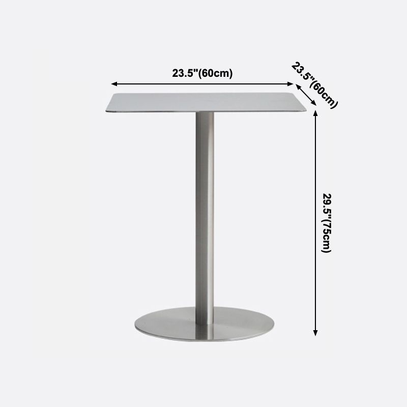 Metal Industrial Dining Table Stainless Steel Top Table with Pedestal Base