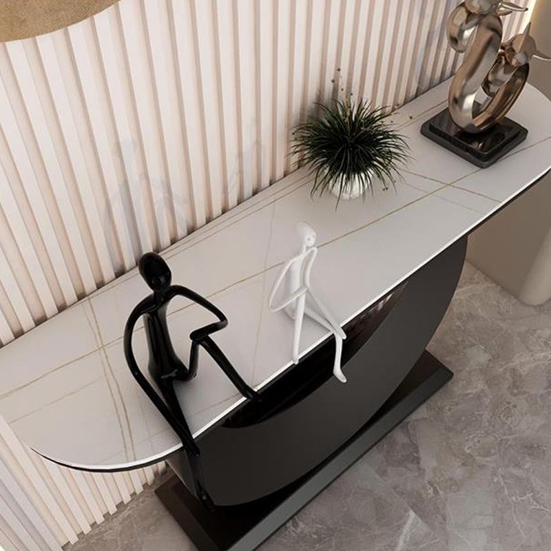 Modern Half Moon Console Table Antique Finish Console Sofa Table