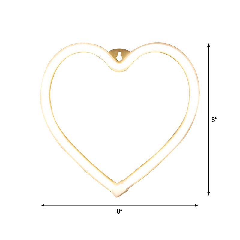 Lámpara de caricatura Led White White White Night Luce de plástico en forma de corazón con cable de enchufe UDB