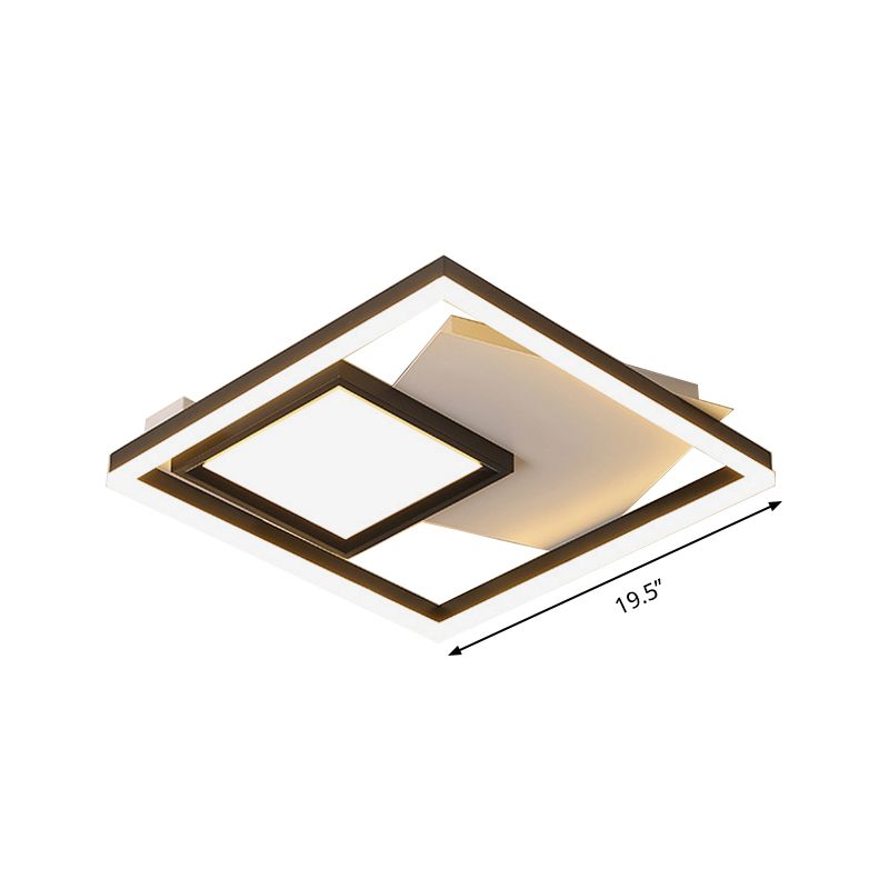 Black and White Rectangle Ceiling Lighting Minimalist Acrylic 16"/19.5"/35.5" Wide LED Flush Mount Light in Warm/White Light/Remote Control Stepless Dimming