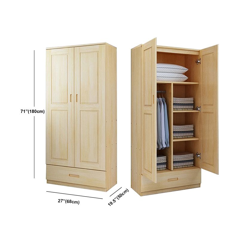 Modern Solid Wood Wardrobe Cabinet Bedroom Armoire with Doors