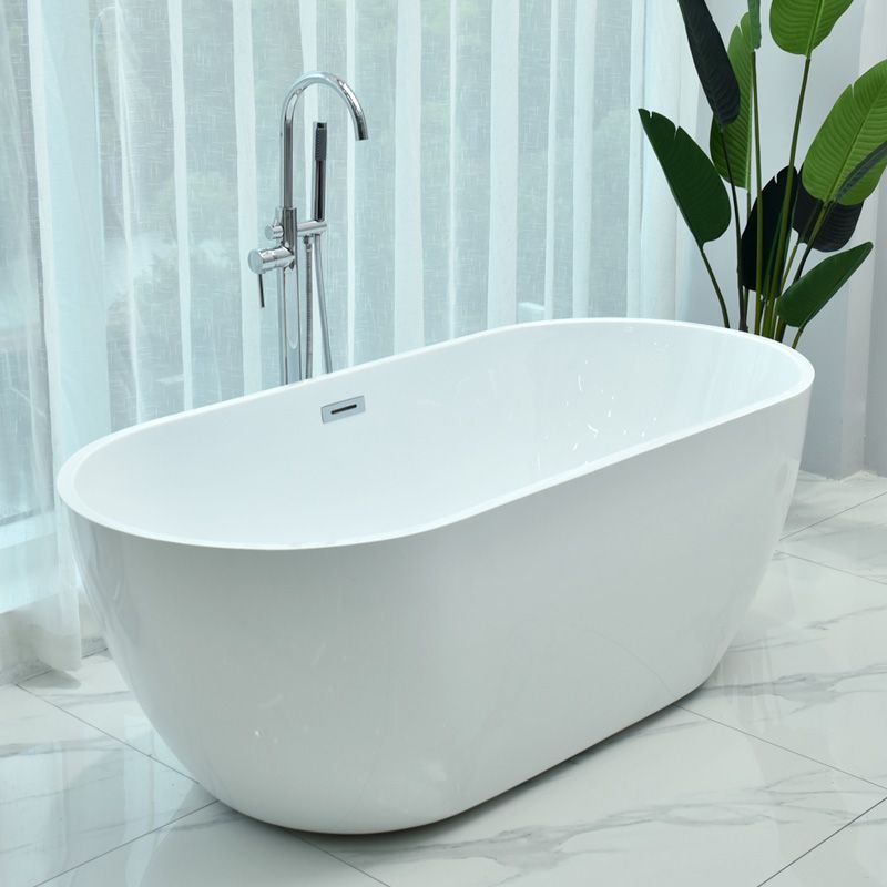 Antique Finish Stand Alone Bathtub Modern Soaking Oval Bath Tub