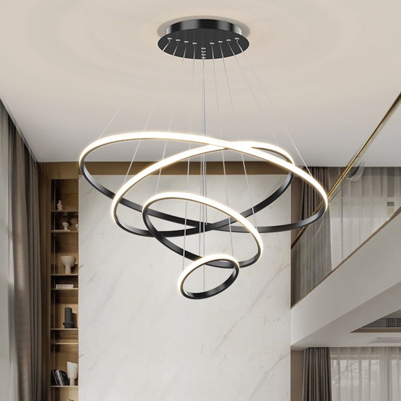 Modern Circle Chandelier Metal Layered LED Chandelier Pendant for Living Room