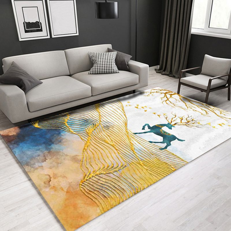 Glam Modern Rug Multi Color 3D Plant Print Rug Pet Friendly Non-Slip Machine Washable Rug for Living Room