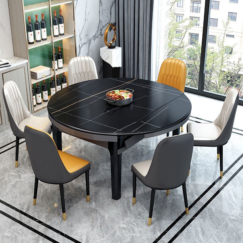 Contemporary Extendable Folding Table Solid Wood Base Table for Dining Room