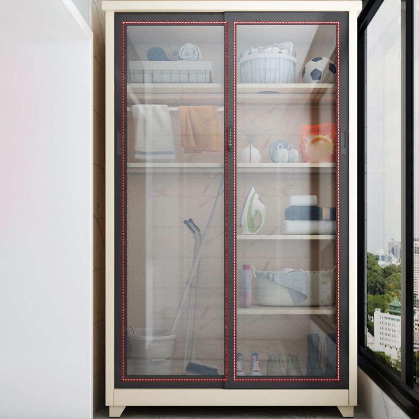 Contemporary Style 1-Door Wardrobe Glass Wardrobe Closet with Shelves