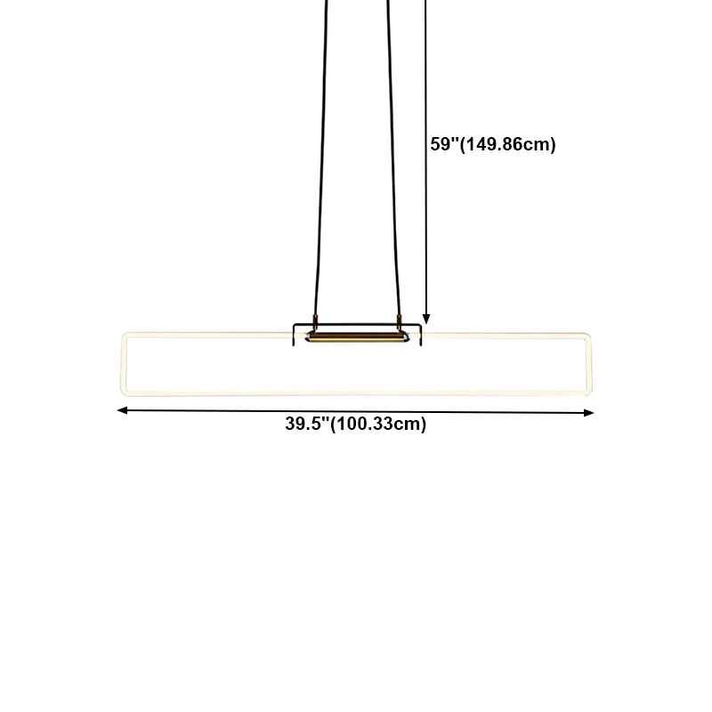 Modern Style Rectangle Pendant Light Metal One Light Pendant Light Fixture