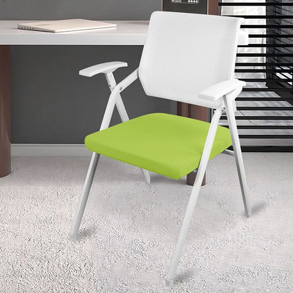 Mid Back Conference Chair with Arms White Metal Frame Modern Computer Office Chair