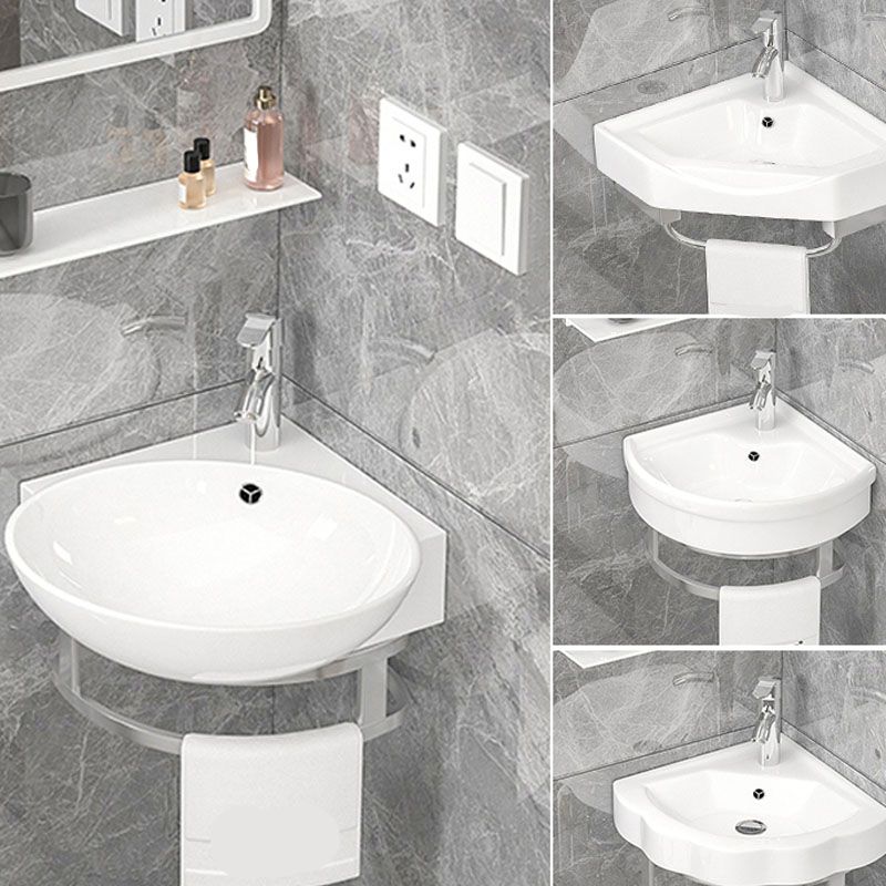 Bathroom Sink White Ceramic Wall-mounted Mirror Faucet Anti-spill Sink