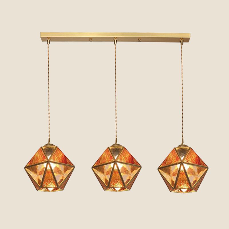 Geometry Shape Hanging Lights Tiffany Style Glass 3 Light Hanging Light Fixtures