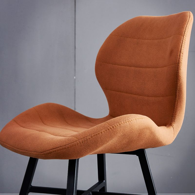 Contoured Seat Upholstered Low Back Bar Stools with Metal Base