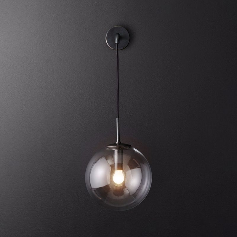 1 Light Globe Wall Sconces Industrial Style Glass Wall Mounted Lamps