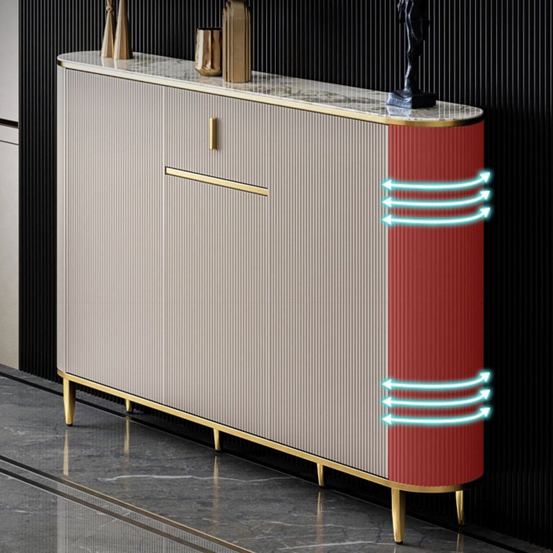 Glam Style Stone Top Sideboard Engineered Wood Side Board for Living Room