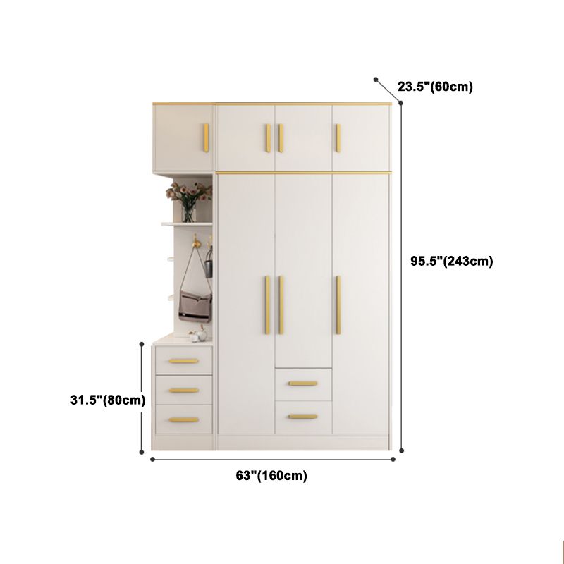 White Wardrobe Cabinet Contemporary Engineered Wood Wardrobe Armoire