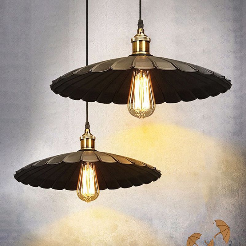 Classico industriale Classico a pendente singolo Light Ferro Smaloped Lampada sospesa in nero