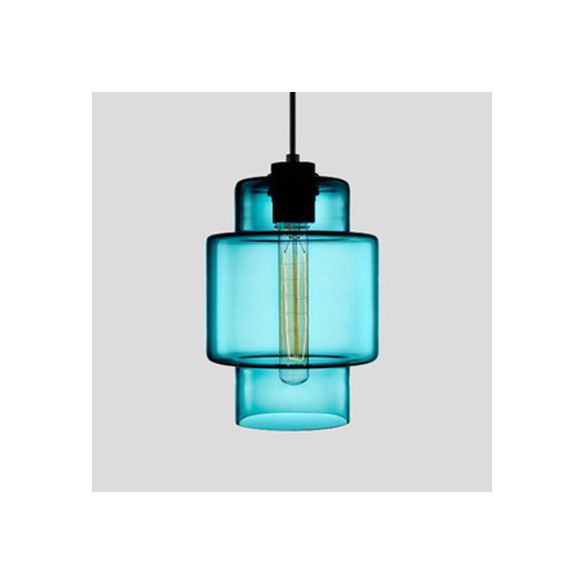 Lampe suspendue cylindrique Verre de simplicité 1 rose clair / jaune / bleu plafond plafond