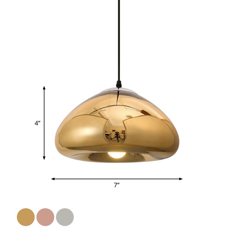 7 "/12" W doppelwalzige Anhängerbeleuchtung postmoderne Silber/Gold/Bronze -Glas 1 Glühbirne Schwarz Deckenhängung Lampe über Tisch