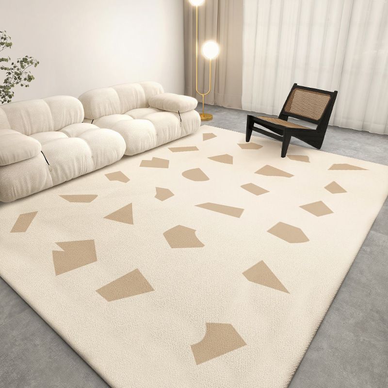 Beige Modern Rug Polyester Graphic Rug Stain Resistant Rug for Living Room