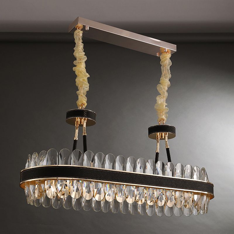 Minimalistische kreisförmige LED-LED-Kristallkristall Wohnzimmer Decke Anhänger Licht in Schwarzgold