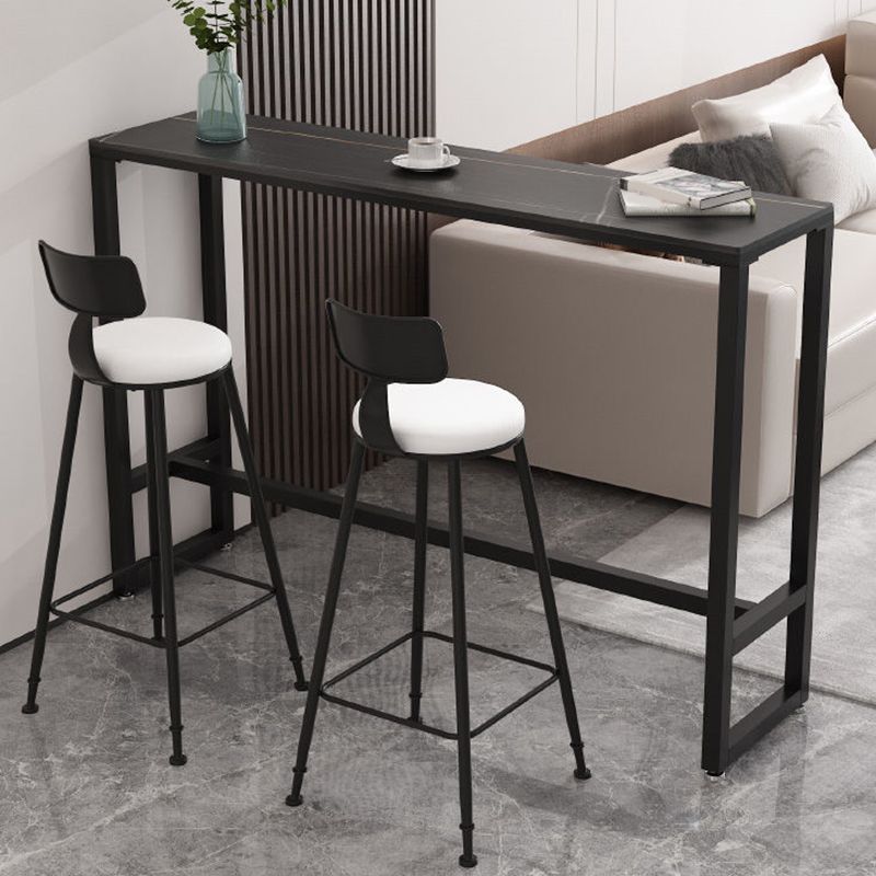 Sintered Stone Bistro Bar Table Footrest Metal Base Bar Table for Living Room