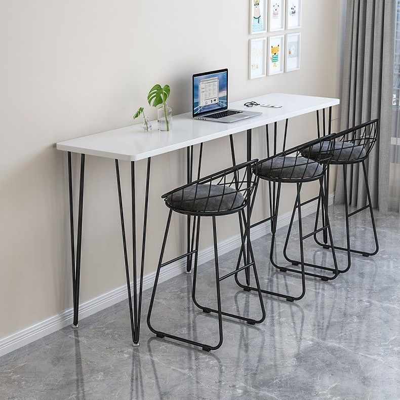 Industrial Style Rectangle Wood Top Counter Table 42-inch Height Modern Bar Table