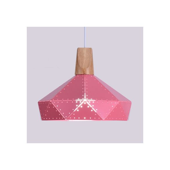 Restaurante en forma de diamante de techo de diamante de metal y madera de madera de color azul/verde/rosa/amarillo iluminación colgante