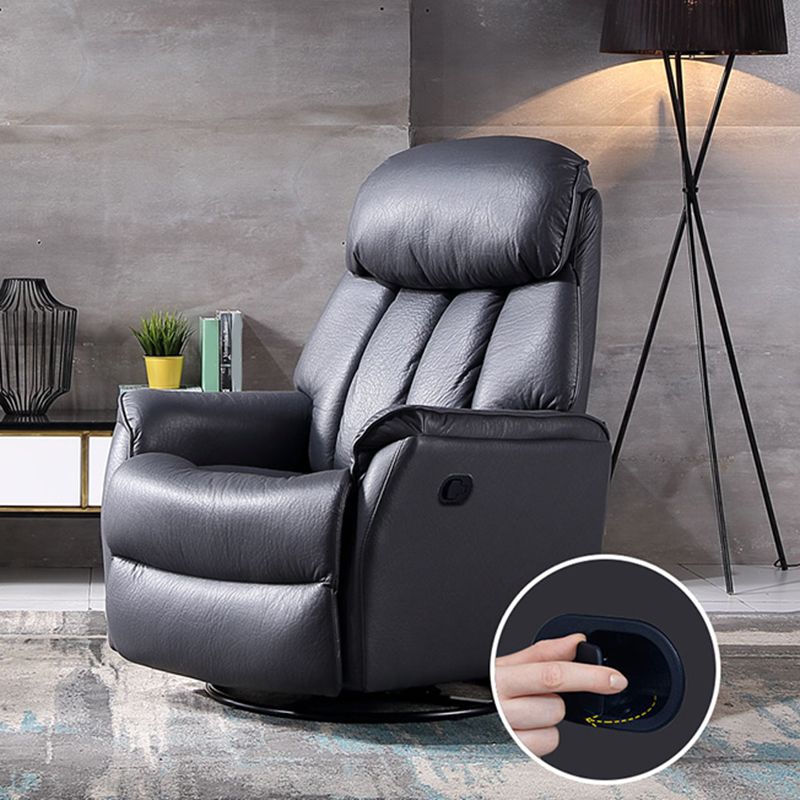 31.5" Wide Genuine Leather Recliner Traditional Recliner Chair with Swivel Glider Base