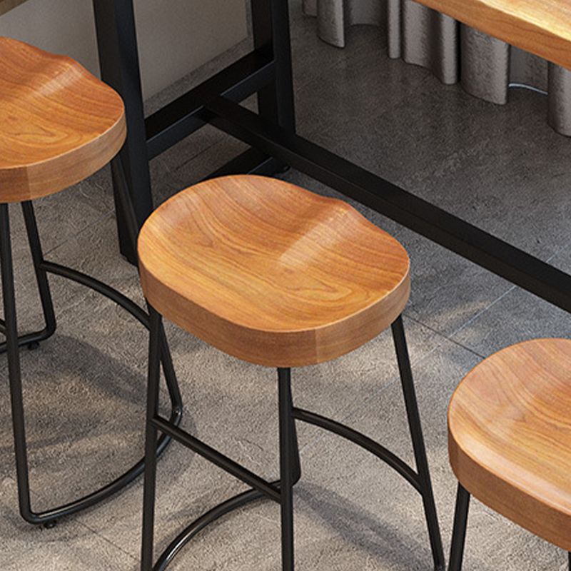 Contemporary Dining Stool Solid Wood Bar Stool with Footrest