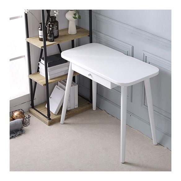 Curved Solid Wood Writing Desk Glam Style 1-drawer Office Desk