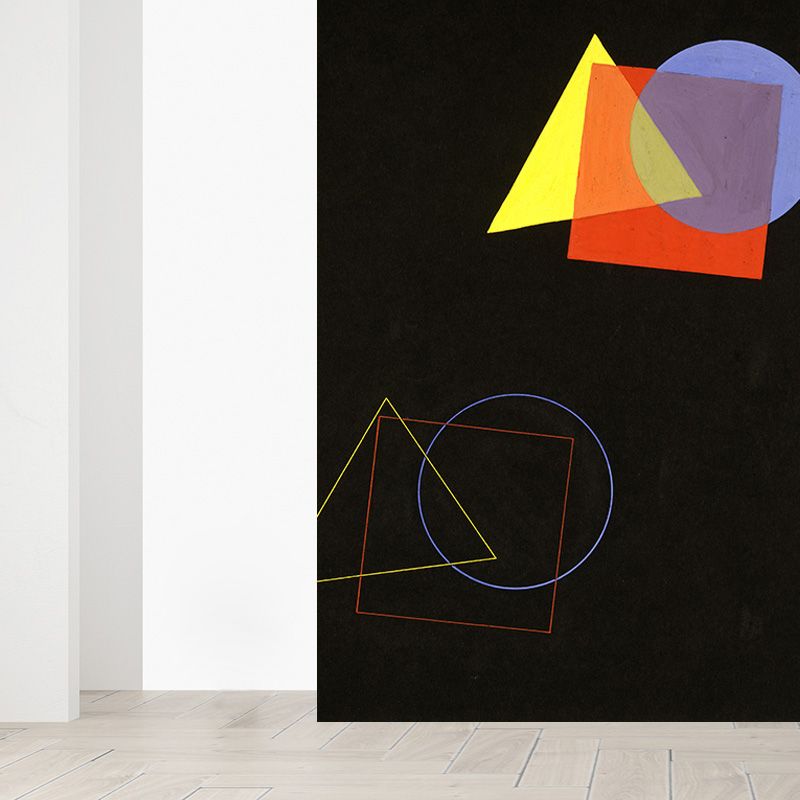 Modern Art Geometric Mural Decal Multicolored Dorm Room Wall Covering, Stain-Proof