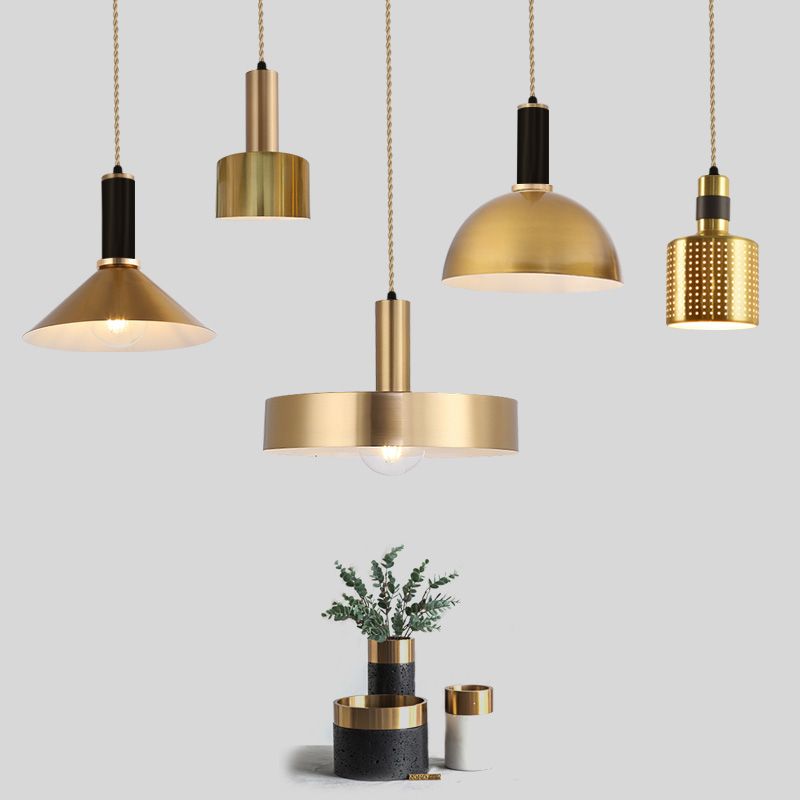 Lampe suspendue de style contemporain simple léger métallique pour le café du salon