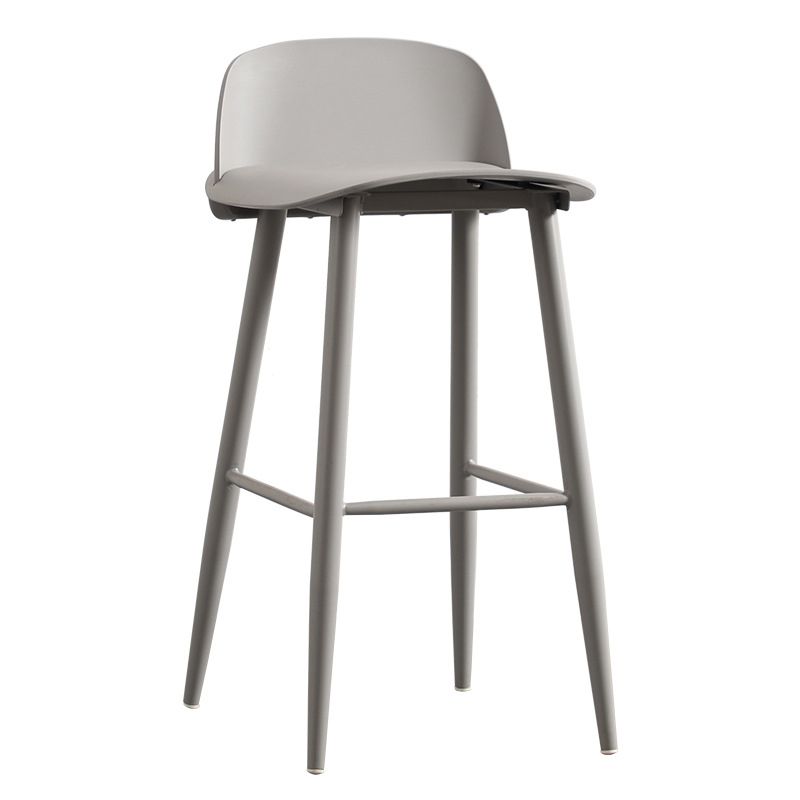 Scandinavian Plastic Counter Stools Low Back Indoor Bar Stools with Metal Footrest