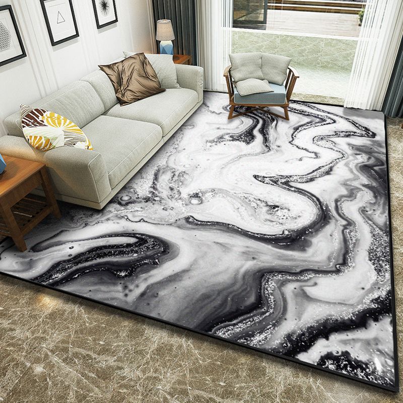 Art Deco Nordic Rug Multi Color 3D Marble Print Carpet Anti-Slip Stain Resistant Pet Friendly Rug for Great Room