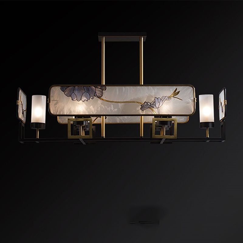 Modern Style Cylindrical Shape Island Lights Glass Pendant Lights in Gold