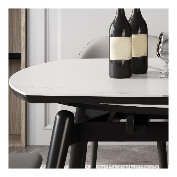 Simplicity ronde eettafel Witte gesinterde stenen tafel met 4 essen massief houten poten