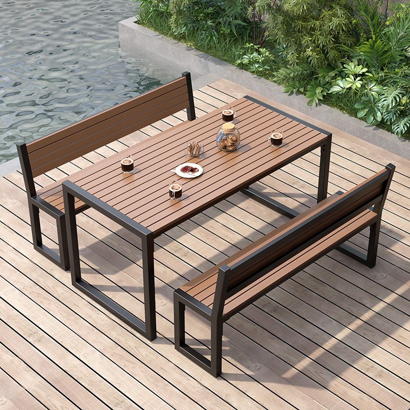 Modern Rectangular Picnic Table 1/3 Pieces Reclaimed Wood Dining Picnic Table