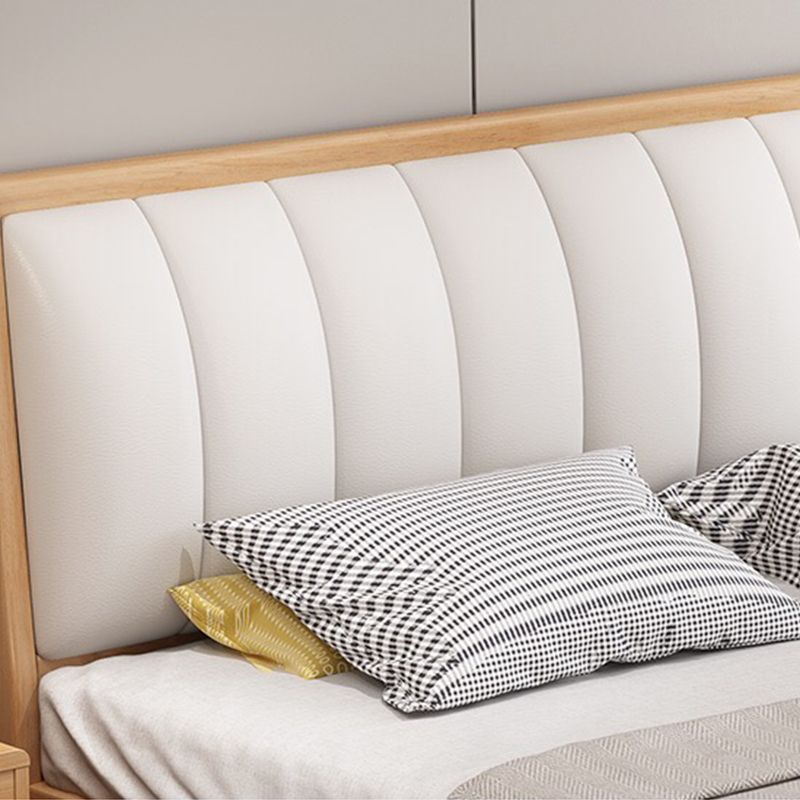 Scandinavian Pine Wood Standard Bed with Rectangular Panel Headboard