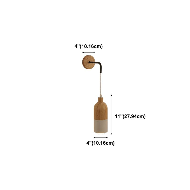 Modern Creative 1-Light Wall Lamp Wooden Geometric Wall Light for Bedroom