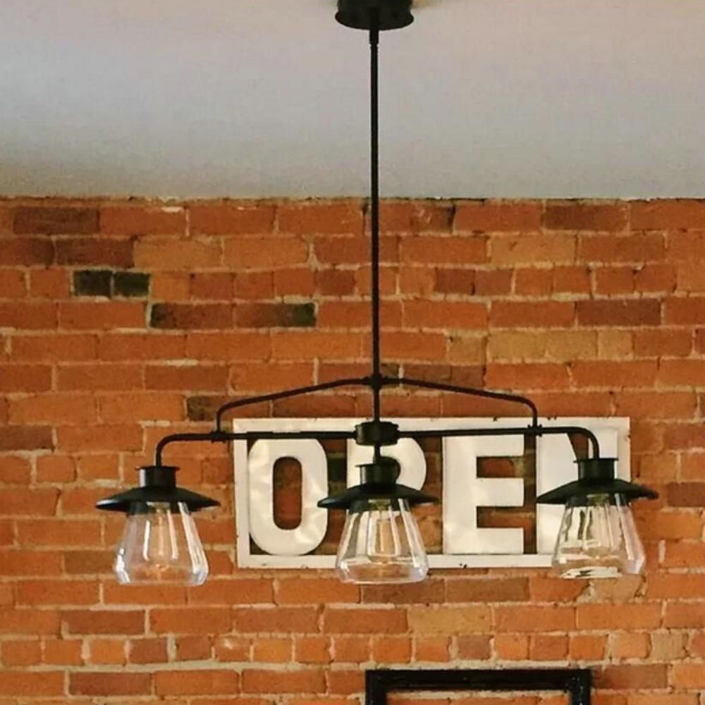 3 Bulbs Clear Glass Island Lighting Vintage Black Jar Shaped Dining Room Hanging Lamp Kit