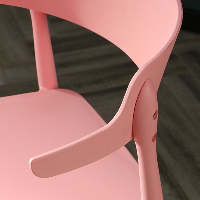 Silla sin brazos de comedor de plástico escandinavo, silla lateral con respaldo abierto