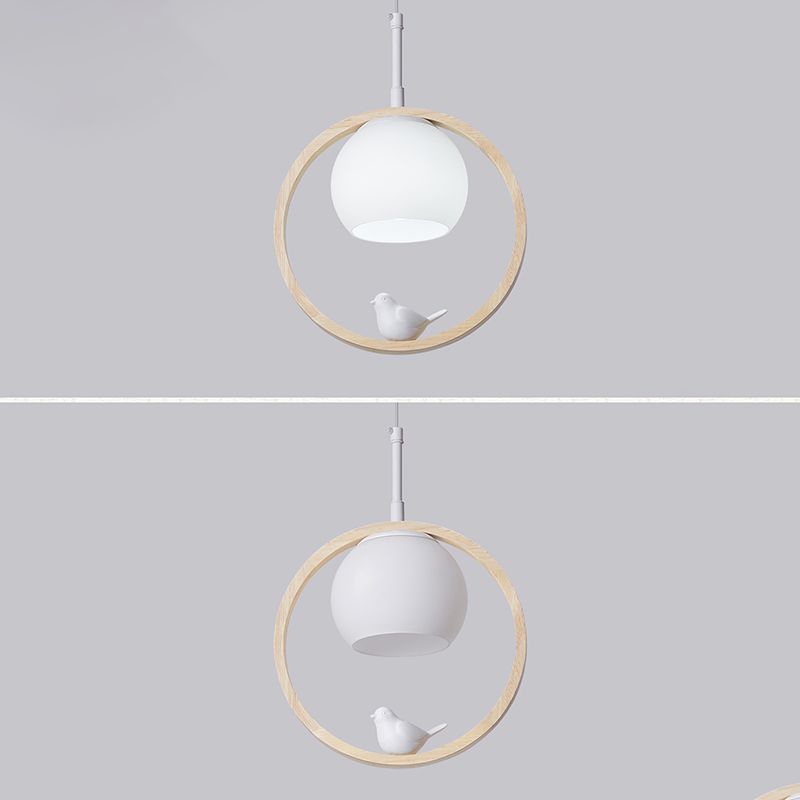Holz 1 hängende hängende leichte Globus und Vögel Schlafzimmer moderne Anhängerleuchten