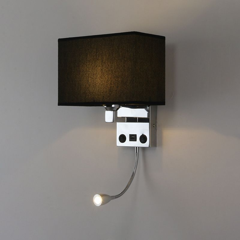 Contemporary Metal Reading Wall Light 10" Wide Wall Sconce with Natural Burlap