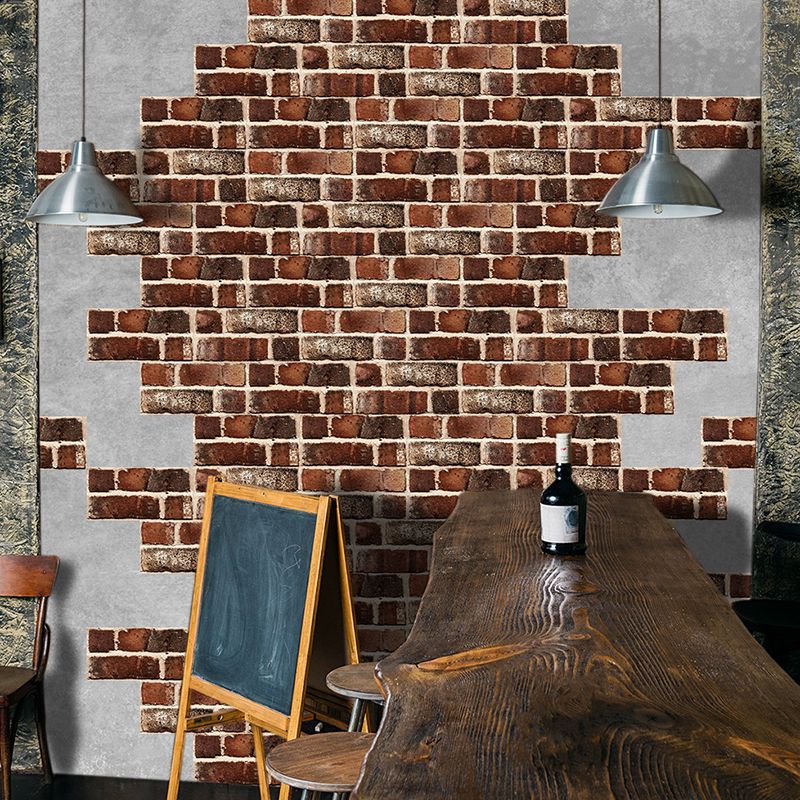 Red Brown Farmhouse Wallpapers 11.6-sq ft Brick Tiles Self-Adhesive Wall Covering for Stairs