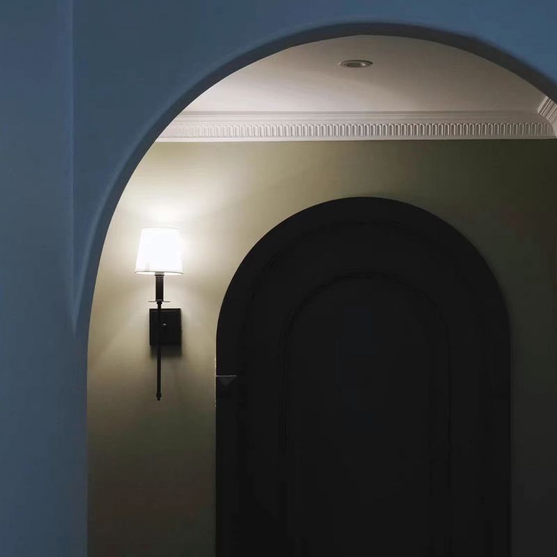 Modern Iron Vanity Light Cylinder Shape with Fabric Shade for Shower Room