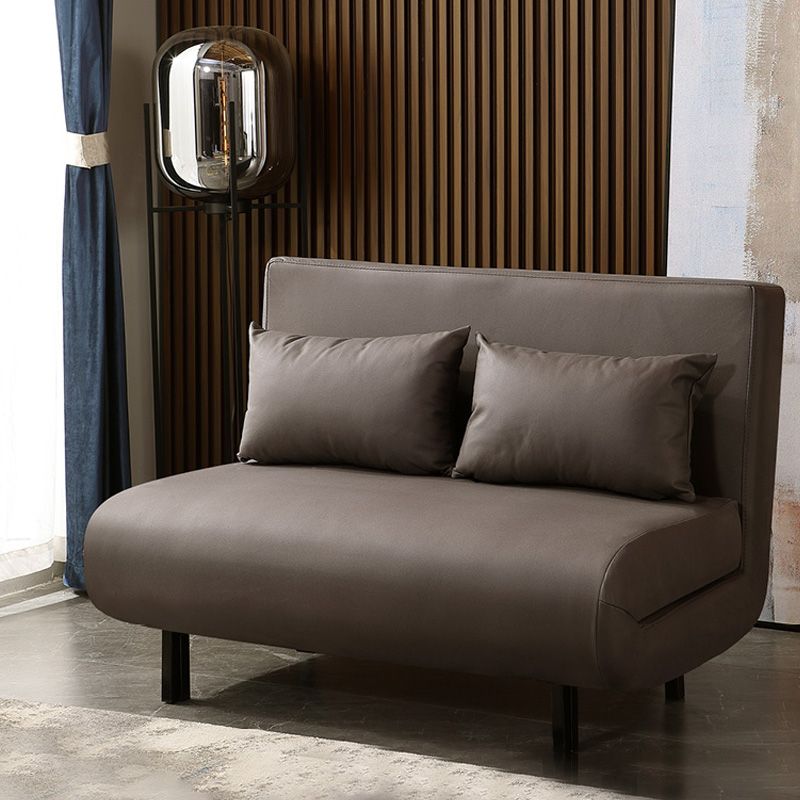 Contemporary Convertible Sofas with Tight Back in Faux Leather/Linen Blend