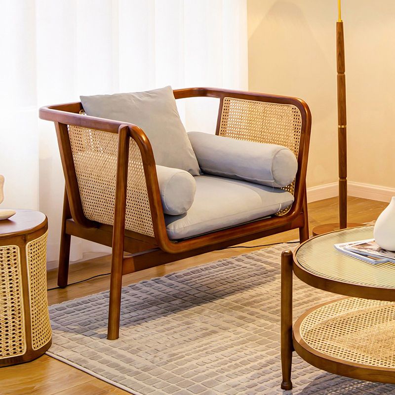 Mid-century Modern Flared Arms Accent Chair Solid Wood Armchair