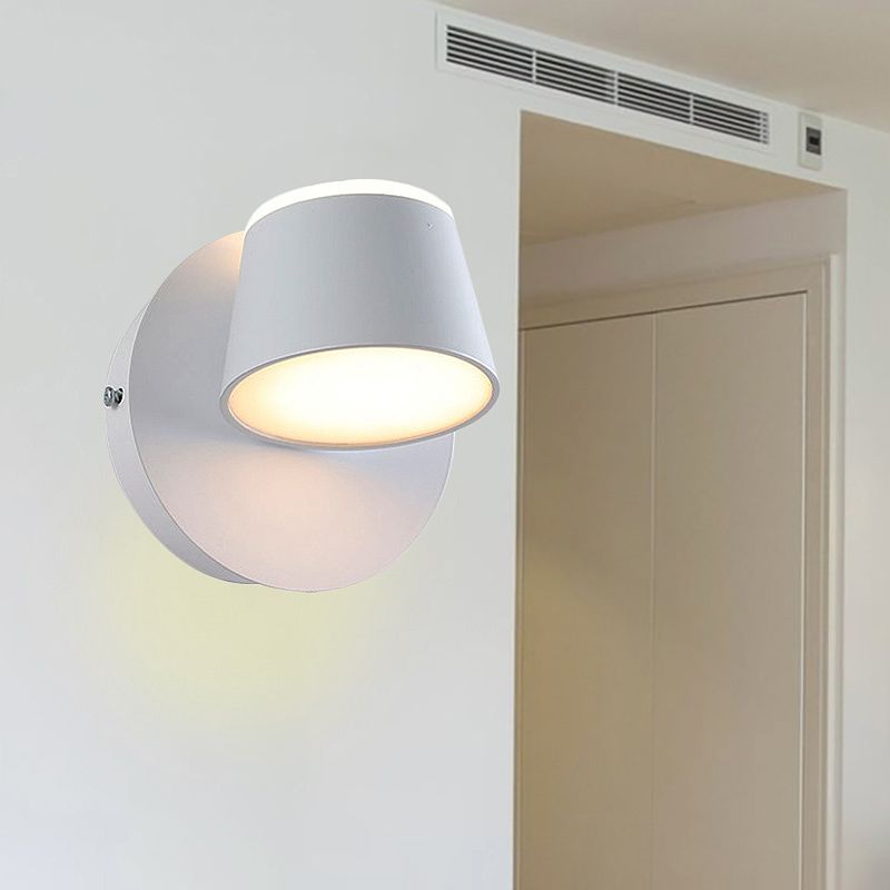 1/2/3 luces Dimensionamiento de pared de dormitorio con tono de metal de cono con moderno accesorio de iluminación de tocador blanco/negro en luz blanca