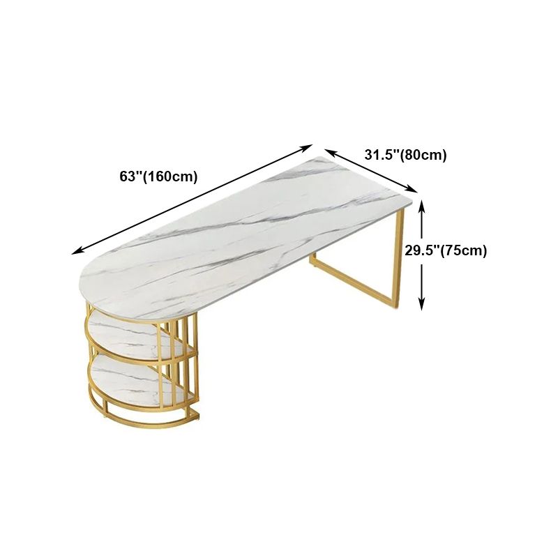 White Stone Top Dinner Room Kitchen Table Modern Metal Base Dinner Table