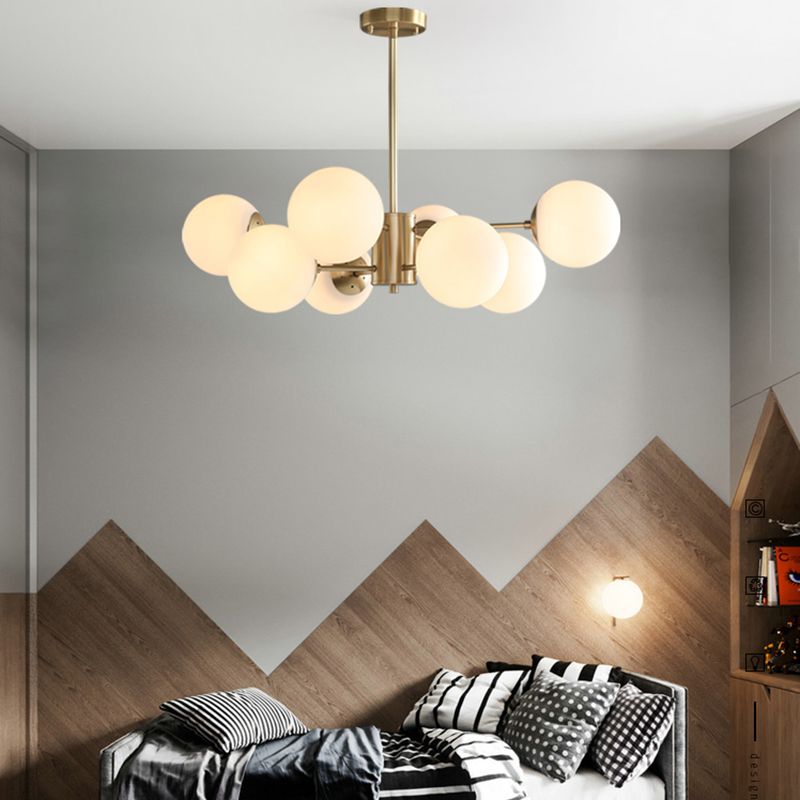 Metal Ceiling Hanging Lights Modernist Chandelier Light Fixture with Glass Shade